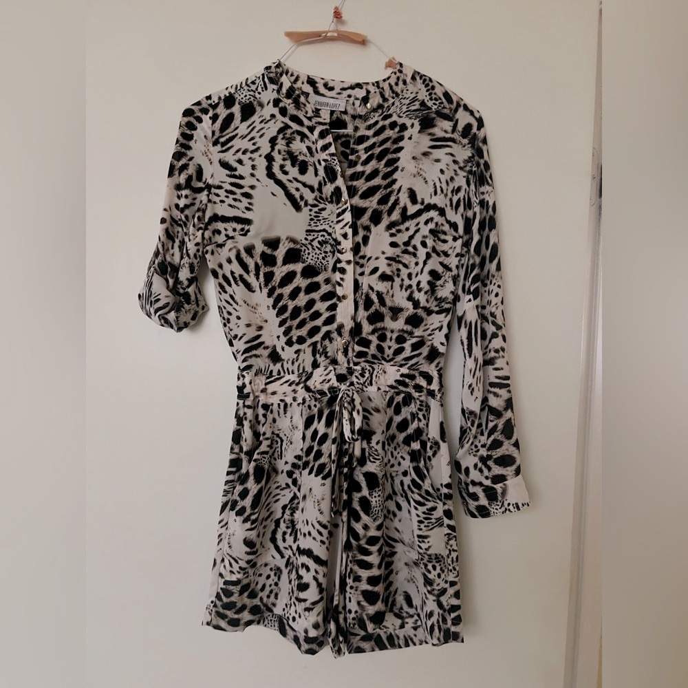 Jennifer Lopez Animal Print Long Sleeve shorts jumpsuit